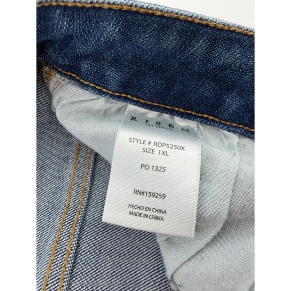 Risen Jeans Women's Size 1XL High Rise Cropped Wide Leg Denim Jeans Blue Wash - Picture 4 of 8